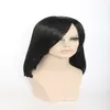 Long Straight hair Fashion lady Sexy Natural Fluffy Role playing wig Synthetic short hair Bob short hair black and White women wig Ideal for daily work part 16inches