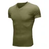 T-shirt à manches courtes sportives et fitness pour hommes, chemise en tricot en v à col en v slim pour hommes