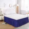 Vaste kleur elastisch ruches bed rok wrap rond stijl comfortabele fade resistent deksel zonder oppervlakte twin queen king size 240415