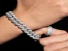 Urok Bracelets Najwyższa jakość 15 mm szerokość Micro Pave CZ lodowa Bling Cuban Link Bransoletka dla mężczyzn Hip Hop Jewelcharm4143586