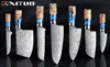 Xituo Kitchen Knivesset Damas acier VG10 Chef couteau à pain au pain couteau bleu résine et couleur manche en bois outil 4440926