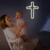 علامة Neon LED Cross على شكل USB مع Switch Wall Art Hanging Lamp لقضاء عطلة حفل زفاف نادي المنزل ديكور الغرفة 0415