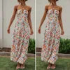 Casual jurken v-neck lange jurk strand feest bloemenprint halter maxi voor vrouwen vakantie sundress met off-schouderontwerp