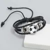 Andra armband europeiska och amerikanska modesmycken personliga pärlstav fotbollsfans perifera läderarmelettl240415