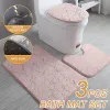 Pads 3pcs/Set Modern Marmor Badezimmer Matte Set Flauschiger nicht schlechter Waschbad Teppich Teppich Toilettendeckel Deckte Teppiche Bodenmatte Kit Kit