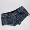 Sexy Seite Reißverschluss Denim Shorts Skinny Low Taille Mini Jeans mit Taschen Nachtclub Sommer 240415