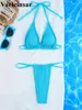 Swimwear féminin 5 couleurs licondés côtelés Bikini coupés de jambe de jambe de bain féminine à deux pièces Set Bather Bathing mail nage v5477