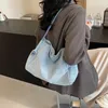 Hobo Washed Denim Fabric Shoulder Bags 여성 복고도 대용량 쇼핑객 토트 백 2024 여름 최신 트렌드 핸드백 여성