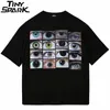 Men Streetwear T Shirt Eyes World Graphic Harajuku Hip Hop T-Shirt Cotton Casual Tshirt Summer Short Sleeve Tops Tees Black 240415