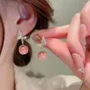 Dangle Ohrringe koreanische Mode Schmetterling für Frauen Pink Opal Valentinstag Jubiläum Geburtstag Schmuck Geschenk