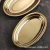 Plates Stainless Steel Oval Disc Korean Golden Plate BBQ Rice Noodles