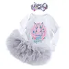 Easter Bunny New Girl kläder för spädbarn och små barn långärmade tecknad ägg älskling grå tututu kjol