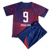 2023 24 Poulsen Olmo Kids Kit Soccer Jerseys Forsberg Haidara Laimer Szoboszlai Nkunku Halstenberg Home Away Football Shirts