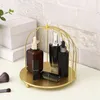 Storage Boxes Wrought Iron Bird Cage Rack Practical Gold Decorative Crystal Display Shelf Nordic Style Cosmetics Home