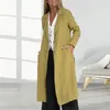 Jaquetas femininas Cardigan frontal aberto LAPEL ELEGENTE PARA MULHERES MENISM MED MID LIMPED COM BOLTENS DUPLE