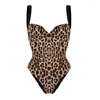 Leopardo da bagno da bagno femminile Leopard stampato con costumi da bagno monopezzo Sling Slim Bikini Vintage Solid Cover Copertura su camicetta per cinturino da spiaggia 2024