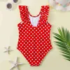 Pieces retro adolescentes meninas de um maiô de uma peça 7-12 anos Kids Polka Polka Print Swim Swim Swimwearwear roupas de banho de praia Ternos de banho Summer Y240412