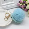 Keychains Lanyards 1Pcs 28 Color Cute Puff Ball There Mirror KeyChains Simple PU Makeup Mirror Kids Woman Small Gift Accessories Pom pom