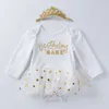 Printemps et 2024 Automne Robe de bébé de nouvelle femme à manches longues White Harper Star Children's Robe de Robe Infant Harper Ensemble de robe