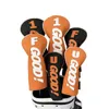 Golf Wood Head Cover PU GOOD Pattern Driver Fairway Hybrid Waterproof Durable Orange Supplies Protector 240411