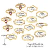 Gotas de água roxa borboleta frita torções de massa anel de 15 peças de 15 peças Jóias de liga de mão dourada de liga dourada