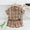 B7608 Kids Designer Kleding Babyjongen kledingsets Zomer korte mouw geruite shirt shorts set