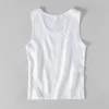 Pure Linen Sleeveless White Tank Top Men Summer Solid Breathable Vest Tees Casual Man Vests 240415