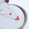 Designer VAN Four Leaf Flower Necklace V Gold Thickened Plated 18K Red Agate Heart White Fritillaria Pendant Collar Chain
