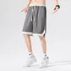 Heren shorts sport stijlvolle patchwork knieprook 2024 zomer jeugdige vitaliteit los rechte kleding elastische trekkoord casual