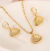 14 K Geel Solid Fine Gold Coated Cute Shell Necklace oorbellen Trendy sieraden Charm hanger keten Dier Lucky Jewelry Set5287870