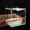 Acrylvogel-Feeder transparente Papageien-Lebensmittelbox Verschüttete Becher Vogel Automatisch Futtermittel Vogelkäfigzubehör 240407