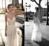 Gali Karten Billiga 2018 Wedding Dress Lace V Neck Bohemian Bridal Gowns A Line Backless Sexy Summer Beach Wedding Dresses6839179