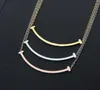 New Arrive Fashion Classic Lady 316L Titanium steel Lettering 18K Plated Gold Necklaces With Double Pendant 3 Color M Size5382597