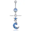 Navelglockenknopf klingelt yyjff d0076 stern und mondbauchkörper piercing juwelry baumle accessoires fashion charm Drop Lieferung Dhdjo