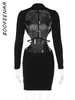 Casual Dresses Boofeenaa Hollow Backless Long Sleeve Black Dress Sexy Party Night Club Outfits Winter Mini Bodycon for Women C18-BF16