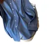 Projektant KK Denim Blue Warhorse Haftowana jedwabna koszula dla damskiej wiosennej mody, łatwy do uścisku