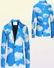 Suits Blazers 2022 Men Autumn And Winter New Fashion Blue Sky White Cloud Printed Suit Youth Random Single Button Suit J2209067242707
