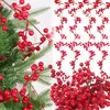 Flores decorativas 190 cm de natal guirlanda de videira com rattan vermelho em casa portas de parede decoração corarão de natal arborizando ornamentos pendurados