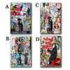 Banksy Graffiti 벽 예술 캔버스 인쇄 팝 아트 재미있는 고릴라 그림 거리 예술 포스터 추상 벽 사진 아이를위한 방 거실 장식