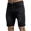 Heren shorts jeans zipper casual 2024 scheurde noodlijdende denim trunks met gebroken gaten zakken rekbare mode ropa hombre