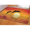 Carpets Flanelle Entrance Mat de porte Tapis sans glissement dans la salle de bain Coconut Tree Ocean Sunset et Dolphin DoorMat House Custom