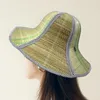 Brede rand hoeden 1 st. vrouwen panama cap rattan stro hoed zonneschool vissen draagbare anti-ultraviolet mode-unisex