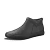 Chaussures décontractées en cuir masculin High-top British Pedal Men Boths Softs Boots High Quality Tide Shoes # 9105M