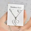 30Set/Los Trendy Edelstahl Silber Farbe Liebe Herz Anhänger Kette Halskette Ohrring für Frauen Mode Schmuck Set 240410