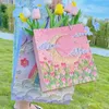 Gift Wrap Beautiful Oil Painting Tote Bag Kraft Paper Packaging With Handle Valentine's Day Wedding Party Storage 1 Pc