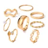New Leaf Women's Design Feeling Small and Popular Love Ring Set of 8 Creative Personalized Chain Joint Rings