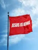 Impression numérique personnalisée 3x5 pieds 90x150cm Jésus est king drapeau rouge noir blanc drapeaux chrétiens intérieurs extérieurs pour suspendre le décoratif ho2300708