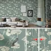 Fondos de pantalla Flores de hoja verde Pelina y papel pintado de palo PVC retro removible para sala de estar Decoración del gabinete impermeable