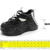 Casual Shoes Fujin 6cm Air Mesh äkta läder sommarkvinnor vulkaniserar andningsbar plattform kil chunky sneaker ihålig snörning