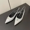 Pointed toes Flat heels sandal slides slingback leather Back Strap slip on mule shoes Flat dress shoes Luxury designer shoe Factory footwear With box